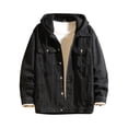 thumbnail image 2 of LOVZFMLL Jackets for Men's Motorcycle Solid Color Button Pocket Long Sleeved Hooded Denim Jacket, 2 of 3