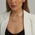 thumbnail image 3 of 14K Gold Plated Herringbone Choker Necklaces Double Layered Snake Chain Necklace, 3 of 4