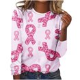 thumbnail image 2 of TIMIFIS Chandails de Sensibilisation au Cancer du Sein pour Femmes Ruban Chandail à Manches Longues Blouse Imprimée Col Rond Chandail à Manches Longues Décontracté Automne/hiver pour Femmes, 2 of 4