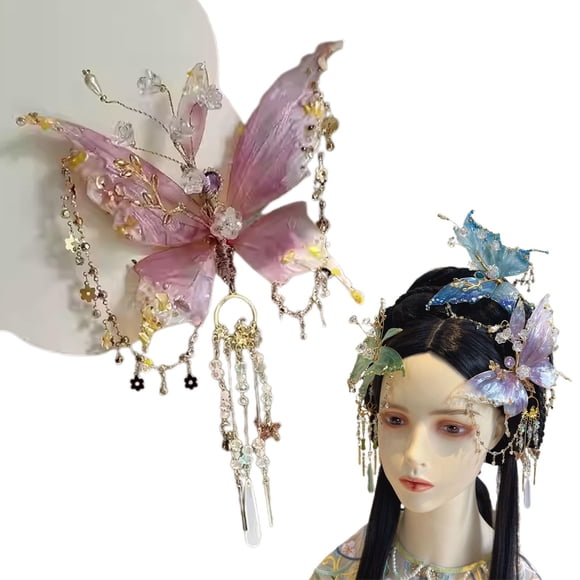 UsTZtai under $5 Large Wing Hair Clips with Beaded Tassel, Decorative Hair Claws for Hairstyles, Women's Hair Accessories for Special Occasions