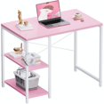 thumbnail image 1 of PAMRAY 32 Inch Small Computer Desk with Shelves, Home Office Desk with Headphone Hook for Bedroom, Study Writing PC Table for Small Spaces, Pink, 1 of 6
