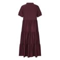 thumbnail image 4 of Robes Maxi pour Femmes 2023 Décontracté Décontracté Robe à Col Rond Manches Courtes Col Rabattu Femmes Uni Robe pour Femme Longues Robes Robe à Manches Courtes en Liquidation, 4 of 8