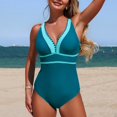 thumbnail image 2 of Ltctricy Women's One Piece Swimsuits Adjustable Strap Deep V Neck Color Block Backless Swimwear Slimming Bathing Suits, 2 of 4