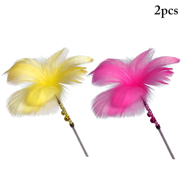 2 Pcs Cat Plume Teaser Interactif Belle Chat Jouet Interactif Chat Teaser Baguette