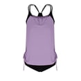 thumbnail image 5 of Moxiu Women's Two Piece Tankini Bathing Suits T-Back Top Ruched Padded Modest Swim Shorts Summer Basic Swimwear Purple,XXL, 5 of 5