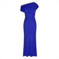 thumbnail image 4 of Robes pour Femmes 2024 Été Surdimensionnée Polyvalente Vie Quotidienne Épaule Solide devant Légèrement Froissée Robe à Manches Courtes Longue Jupe 50 % de Rabais Liquidation!, 4 of 8