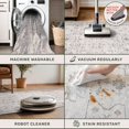 thumbnail image 4 of Boho 3x16 Wide Hallway Runner - Light Gray and Taupe, Washable Low Pile Non Slip Stain Resistant 16ft Runner Rug for Long Kitchen, Hall Way, Floral Decor, 4 of 7