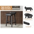 thumbnail image 4 of Modern Backless Counter Height Bar Stools Set of 2 – 24'' Faux Leather Upholstered Seat, Sturdy Wood Legs, Footrest, Sleek Design for Kitchen Island, Patio – Black, 2 Pieces, 4 of 6