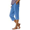 thumbnail image 1 of Women's Solid Color Loose Pants Cropped Pants, 1 of 4