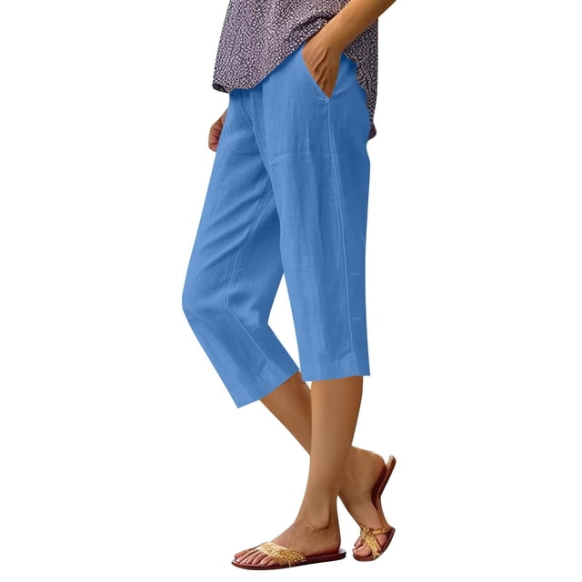 Women's Solid Color Loose Pants Cropped Pants