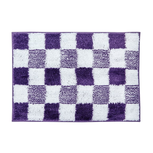 Mainstays Kids Kitten Collection Purple Check Non-Slip Bath Mat, 17" x 24"