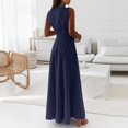 thumbnail image 5 of B91xZ Robe de Plage Femme Élégante Sans Manches à Épaules Dénudées Moulante Longue Formelle pour Fête et Soirée, Bleu Marine P, 5 of 5