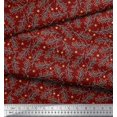thumbnail image 2 of Soimoi Red Velvet Fabric Snowflake & Red Berries Fruits Print Sewing Fabric Yard 58 Inch Wide, 2 of 6