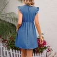 thumbnail image 5 of Gspmoly Robes Grande Taille pour Femmes aux Formes, Robe Décontractée de Vacances à Col en V avec Ceinture à Oreilles en Bois pour Femmes, Robes de Mariage pour Femmes jusqu'à 70 % de Rabais, 5 of 5
