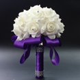 thumbnail image 3 of Faithtur Artificial Wedding Bride Bouquet Romantic Handheld Bridesmaid Flower with Ribbon, 3 of 4