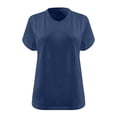 thumbnail image 4 of Jsaierl Womens Plus Size Loose Casual Tops Solid Color Summer V Neck T-Shirts Daily Simple Short Sleeve Blouses, 4 of 4