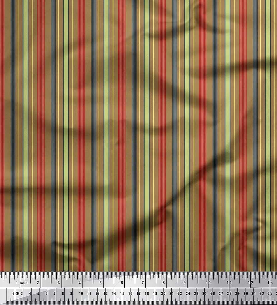 Soimoi Velvet Fabric Vertical Stripe Print Fabric by the Yard 58 Inch Wide