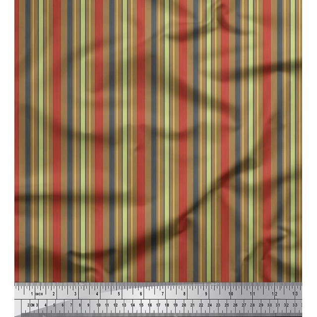 Soimoi Velvet Fabric Vertical Stripe Print Fabric by the Yard 58 Inch Wide