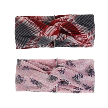 Boho Headbands Wide Knotted Hairbands Stretch Turban Head Bands Elastic Workout Hair Bands Leaf Yoga Sweetbands Bohemia Head Wraps for Women and Girls 2 Pcs