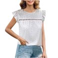 thumbnail image 4 of Timegard Hauts pour Femmes Manches à Volants Col Rond Tee-Shirts Amples Décontractés Habillés Couleur Unie, 4 of 8