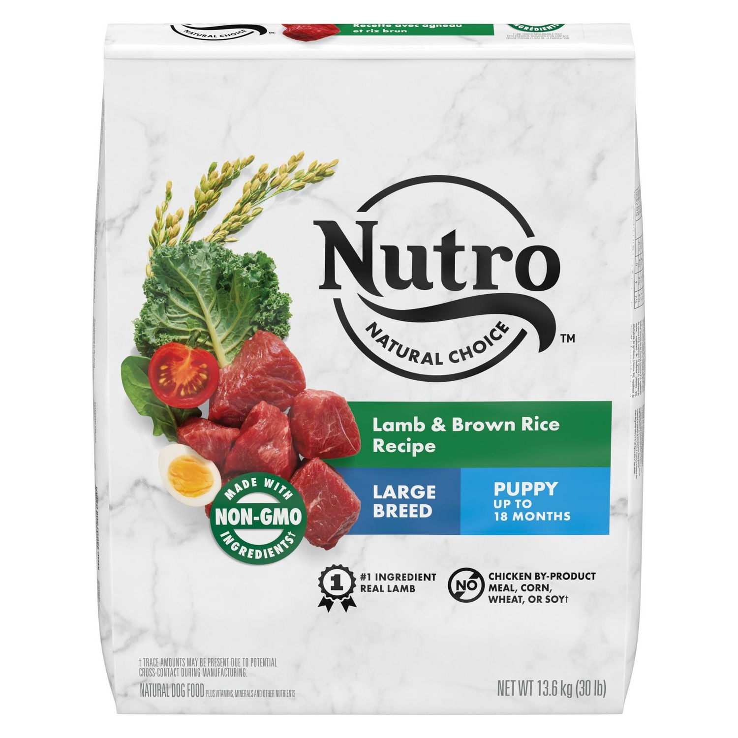 Nutro Natural Choice Chiot de Grande Race Recette à l'Agneau et au Riz Brun Nourriture Sèche pour Chiens 30lbs