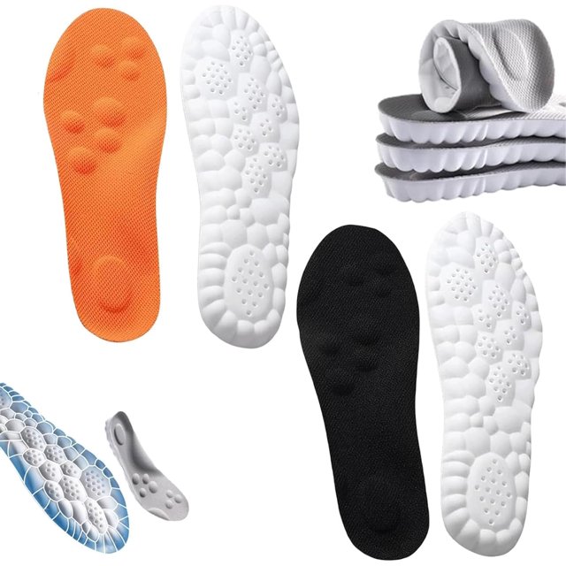 Footstr Insoles, Breathable Soft Foam Shoe Insole, 4D Cloud Tech Sports Insoles with Arch Support for Men, Orthopedic Shock Absorption Inserts for Running, Walking, Work Shoes(2PCS-E,5-6)
