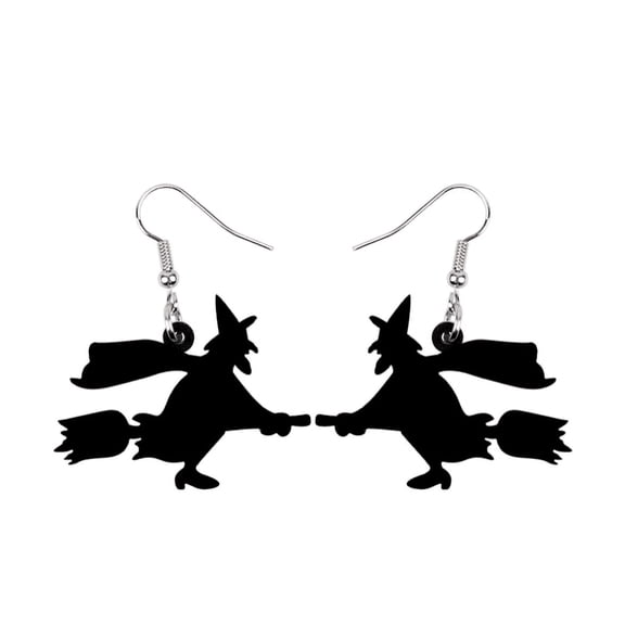 Don’t Ask Women’s Black Witch Silhouette Drop Earrings
