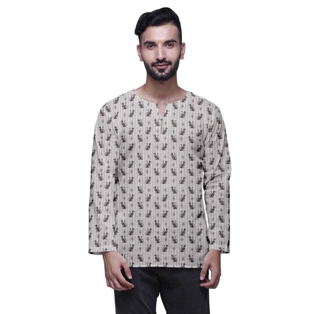 Atasi Indian Traditional Kurta For Men Keyhole Neck Short KurtaShirtFor Boys