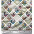 thumbnail image 1 of Soimoi Satin Silk Fabric Frame,Jug & Flower Pot Patchwork Fabric Prints by Yard 42 Inch Wide, 1 of 3