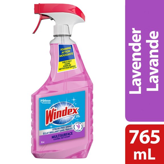 Windex Multi Surface Nettoyant Lavande, Parfait pour les comptoirs, les salles de bain et bien plus, 765 mL
