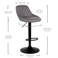 thumbnail image 4 of Bronte Living Leatherette Bar Stool with Adjustable Height, 360 Swivel Design, Floor Protection and Pedestal Base with Footrest - Series Janice - Set of 2, 4 of 9