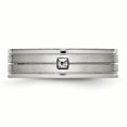 thumbnail image 4 of Stainless Steel Brushed and Polished Grooved CZ Ring 11.5 Size, 4 of 7