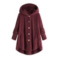 thumbnail image 1 of Womens Cardigan Plus Size Button Plush Tops Hooded Loose Cardigan Wool Coat Winter Jacket Navy Xl, 1 of 3