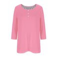 thumbnail image 4 of FAIWAD Oversized Tshirts for Women 3/4 Sleeve Button Decor Tops Cute Round Neck Basic Business Tees Blouses, 4 of 4