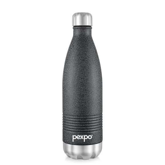 Echo Deluxe Flasque en Acier Inoxydable Chaude et Froide - 750 ml, Noire / Contenant Isotherme Isolé sous Vide - Idéal pour l'Entraînement, le Bureau, les Voyages, la Maison / Résistant aux Fuites, Double Paroi, Sans BPA