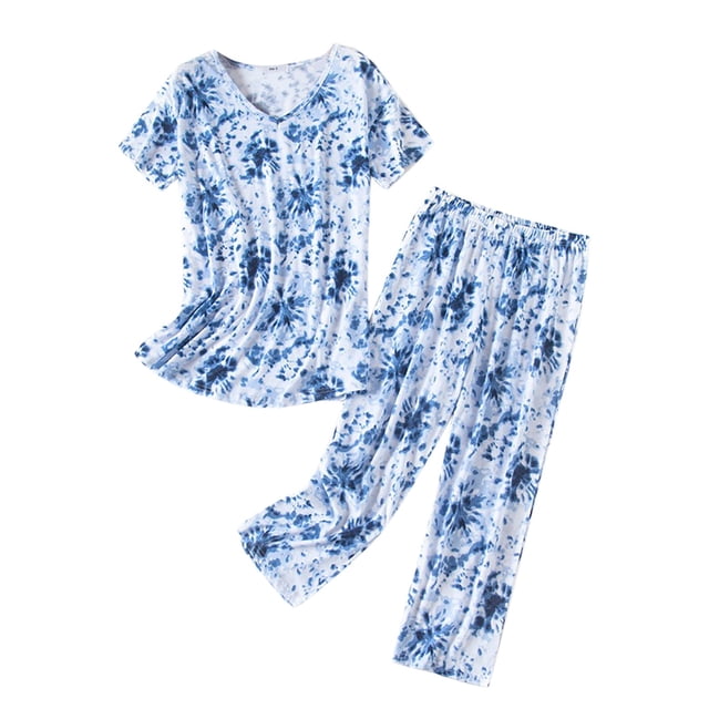 2025 Ensemble de Pyjama pour Femmes Court Pyjamas Mignons pour Femmes Haut à Manches Pantalon Capri Pantalon de Pyjama en Molleton pour Femmes Vêtements de Nuit