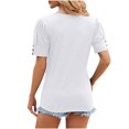 thumbnail image 3 of asjyhkr T-Shirts pour Femmes Col Rond Manches Courtes à Revers Hauts d'Été Mode 2025 Chic T-Shirts Basiques, 3 of 4