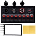 thumbnail image 2 of DC 12-24V Boat Marine Rocker Switch Panel LED Dual USB Socket Charger 1A&2.1A Voltmeter for Car RV Truck Camper GPS Mobiles ,Wide Applicability, 2 of 7