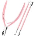thumbnail image 1 of Cuticle Trimmer with Cuticle Pusher, XUNXMAS Cuticle Remover Cutter Nipper Scissor and Triangle Cuticle Nail Pusher Peeler Scraper, Durable Dead Skin Clipper Manicure Pedicure Tools (Pink), 1 of 14