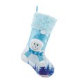 thumbnail image 1 of Birdeem Unique Blue Linen Embroidered Stocking Christmas with Lights , Gift Bag Light Up Christmas, 1 of 1