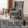 thumbnail image 4 of HOMCOM Button-Tufted Accent Chair with Wing Back Rounded Arms Charcoal Grey, 4 of 10