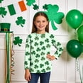 thumbnail image 2 of Tauxra Chandail de la Saint-Patrick pour Adultes, Chandail à Col Rond Imprimé à Manches 3/4, T-Shirt Décontracté à Manches Longues avec Graphique de Trèfle pour Activités Festives, 2 of 6