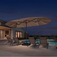 thumbnail image 2 of PURPLE LEAF 15ft Market Umbrella with Solar LED and Base Patio Double-Sided Sun Umbrellas for Pool Beach Deck Backyard Taupe, 2 of 9