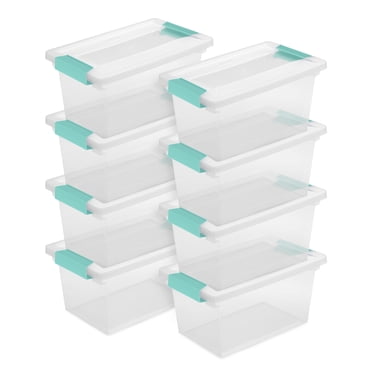Sterilite Plastic Medium Clip Storage Box Container w/ Latching Lid, 8 Pack