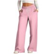 thumbnail image 1 of Pants for Women, Womens Fashionable Striped Printed Drawstring Wide Leg Pants, 1 of 4