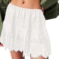 thumbnail image 2 of Miqool Womens Lace Mini Skirt Low Rise Pleated Ruffle Half Slip Skirt Layered Flowy Short Skirt Streetwear, 2 of 7