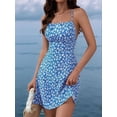 thumbnail image 4 of Women'S Summer Ditsy Floral Backless Back Tie Back Sleeveless Mini Dress Blue XS, 4 of 10