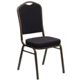 thumbnail image 1 of HERCULES Series Crown Back Stacking Banquet Chair in Black Patterned Fabric - Gold Vein Frame, 1 of 9