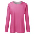 thumbnail image 4 of Timegard Womens Tops Long Sleeve Round Neck Solid Color Basic Tee Fall Casual Comfy Loose Tops Blouse, 4 of 5
