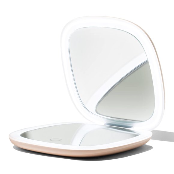 Vanity Planet Pocket Makeup Mirror with Lights & Magnification, Moda - Mini Light-Up Compact & Travel Makeup Mirror - Portable, Adjustable & Recharge